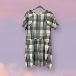 Ace & Jig Artemis dress Stockholm orange blue red plaid drop waist small S